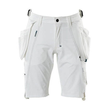 Shorts, tasche appese rimovibili, shorts artigianali elasticizzati, bianco