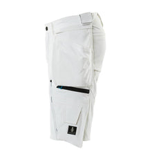 Shorts, tasche appese rimovibili, shorts artigianali elasticizzati, bianco