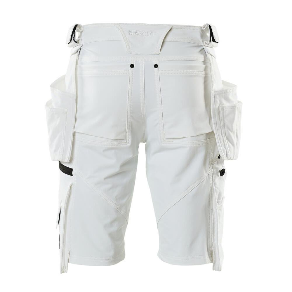Shorts, tasche appese rimovibili, shorts artigianali elasticizzati, bianco