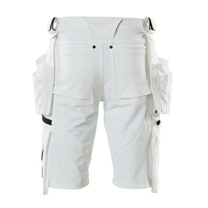 Shorts, tasche appese rimovibili, shorts artigianali elasticizzati, bianco