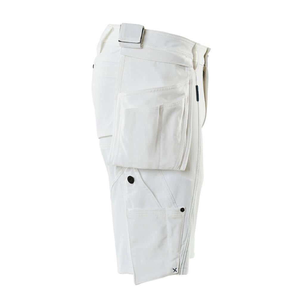 Shorts, tasche appese rimovibili, shorts artigianali elasticizzati, bianco