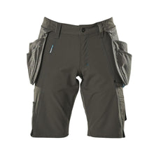 Shorts, tasche appese removibili, shorts artigianali elasticizzati, antracite scuro
