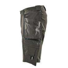 Shorts, tasche appese removibili, shorts artigianali elasticizzati, antracite scuro