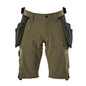 Shorts, tasche appese removibili, shorts artigianali elasticizzati, verde muschio