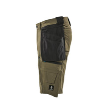 Shorts, tasche appese removibili, shorts artigianali elasticizzati, verde muschio