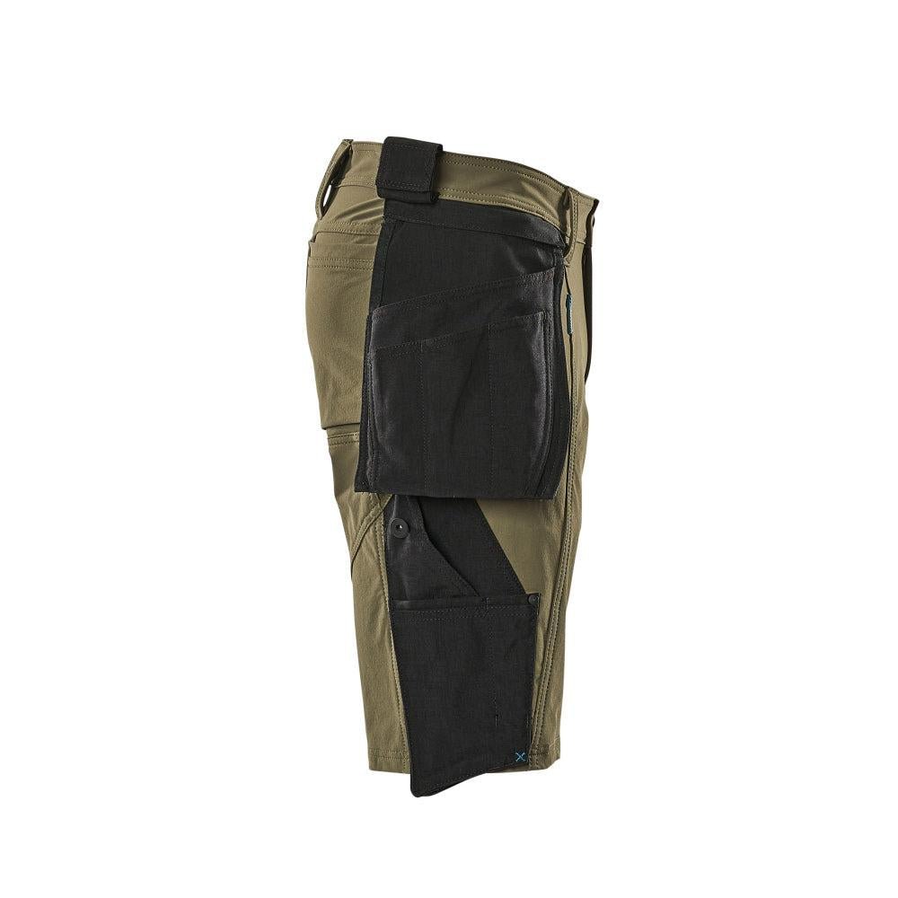 Shorts, tasche appese removibili, shorts artigianali elasticizzati, verde muschio
