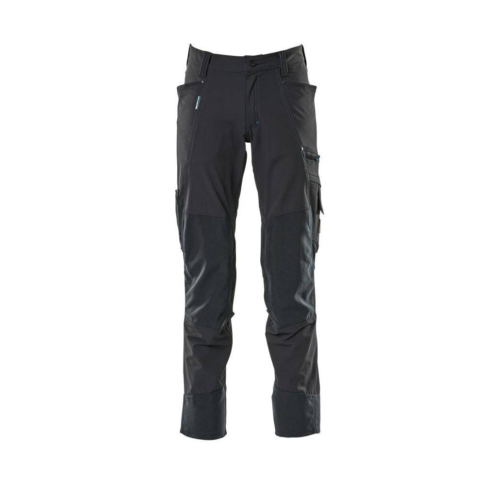 Pantaloni con tasche al ginocchio, elasticizzati, pantaloni leggeri, nero-blu