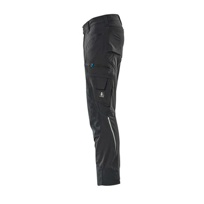 Pantaloni con tasche al ginocchio, elasticizzati, pantaloni leggeri, nero-blu