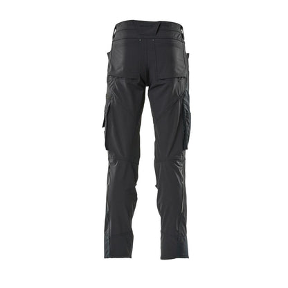 Pantaloni con tasche al ginocchio, elasticizzati, pantaloni leggeri, nero-blu
