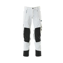 Pantaloni con tasche al ginocchio, elasticizzati, pantaloni leggeri, colore bianco