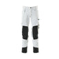 Pantaloni con tasche al ginocchio, elasticizzati, pantaloni leggeri, colore bianco