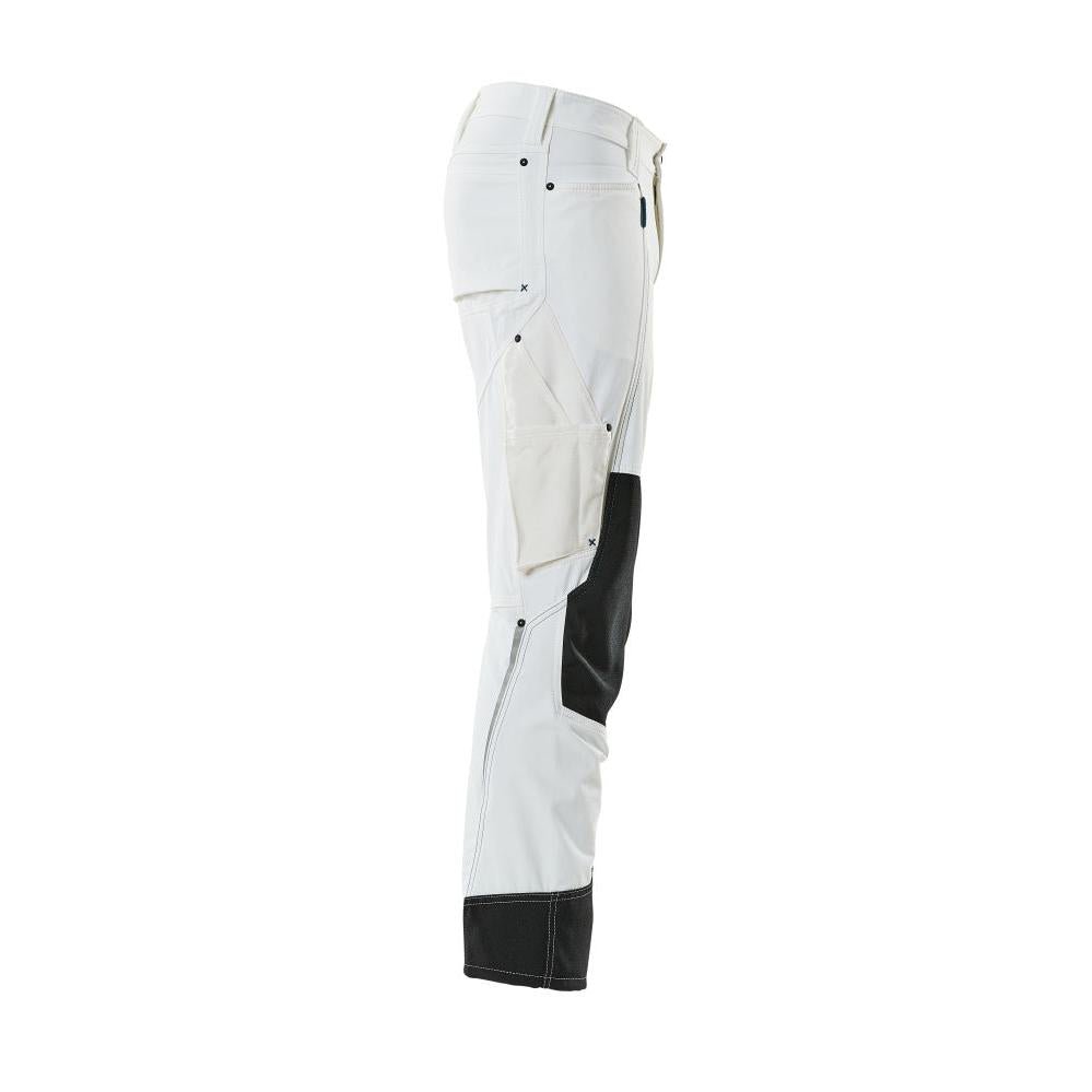 Pantaloni con tasche al ginocchio, elasticizzati, pantaloni leggeri, colore bianco
