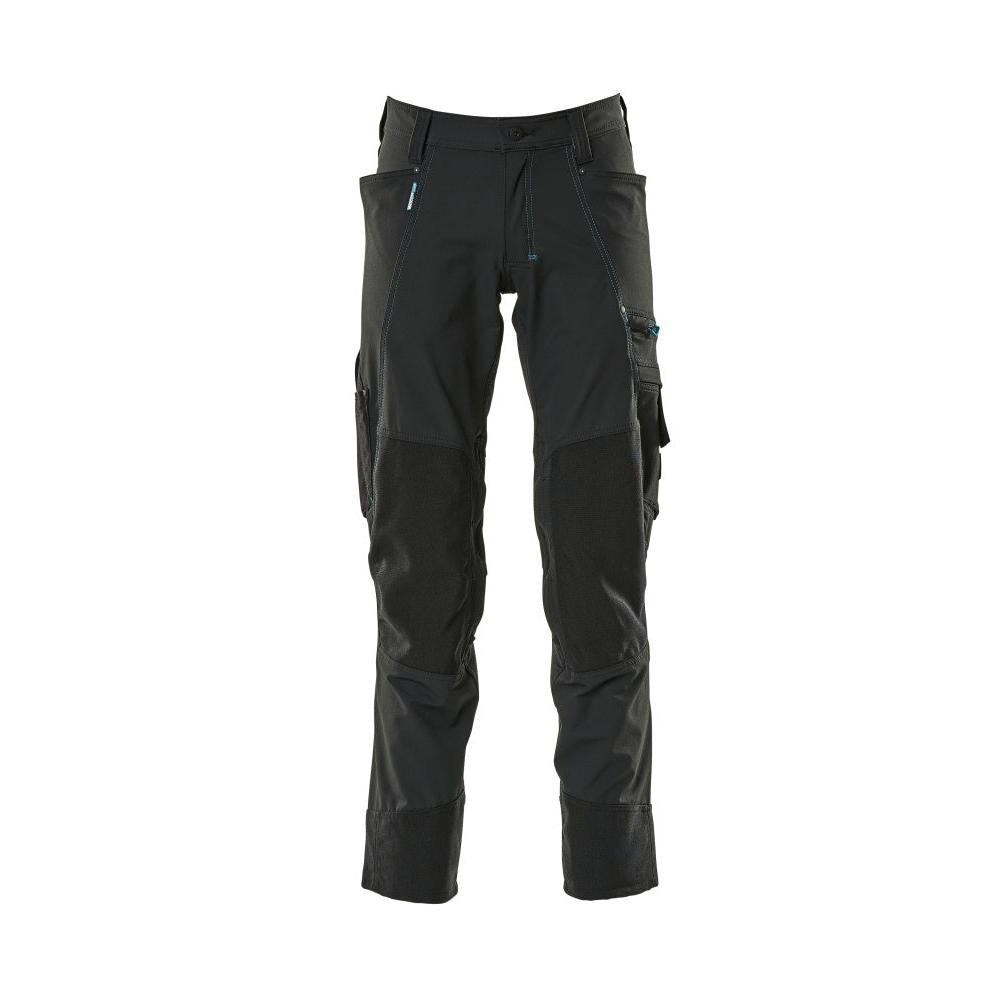 Pantaloni con tasche al ginocchio, elasticizzati, pantaloni leggeri, neri