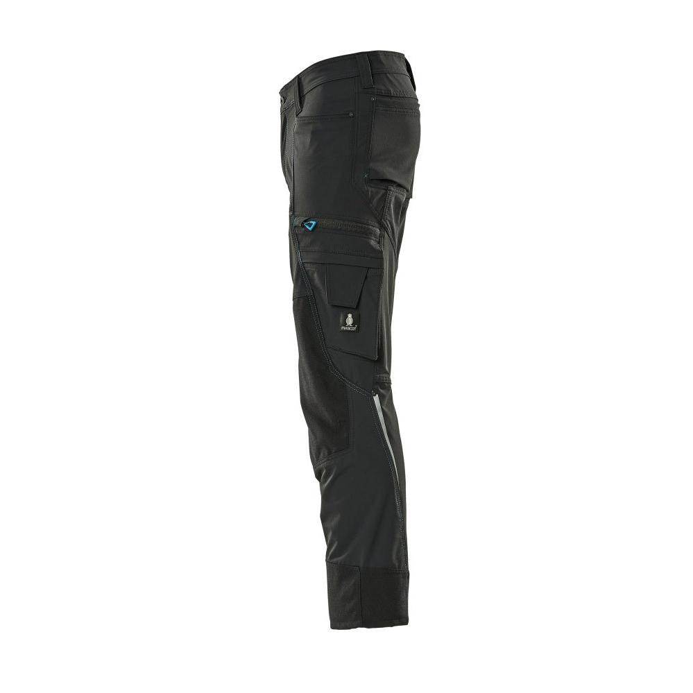 Pantaloni con tasche al ginocchio, elasticizzati, pantaloni leggeri, neri