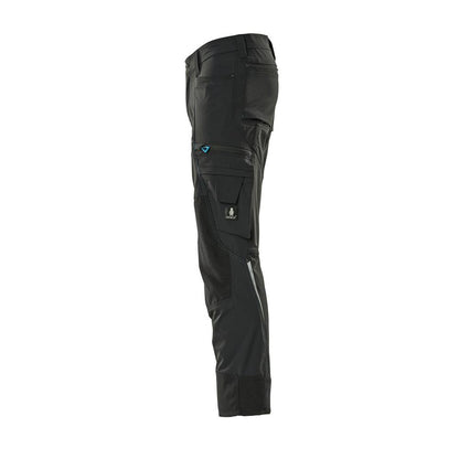 Pantaloni con tasche al ginocchio, elasticizzati, pantaloni leggeri, neri