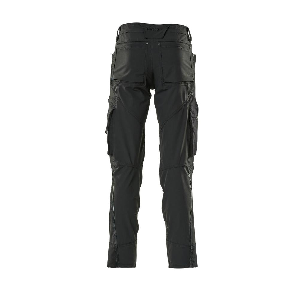 Pantaloni con tasche al ginocchio, elasticizzati, pantaloni leggeri, neri