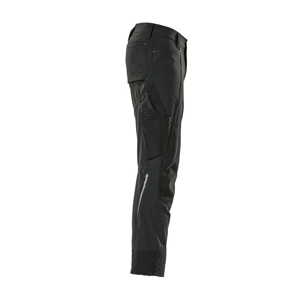 Pantaloni con tasche al ginocchio, elasticizzati, pantaloni leggeri, neri