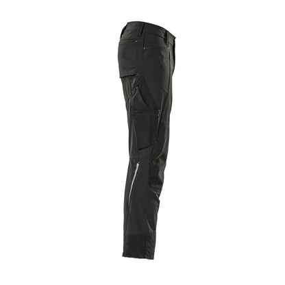Pantaloni con tasche al ginocchio, elasticizzati, pantaloni leggeri, neri