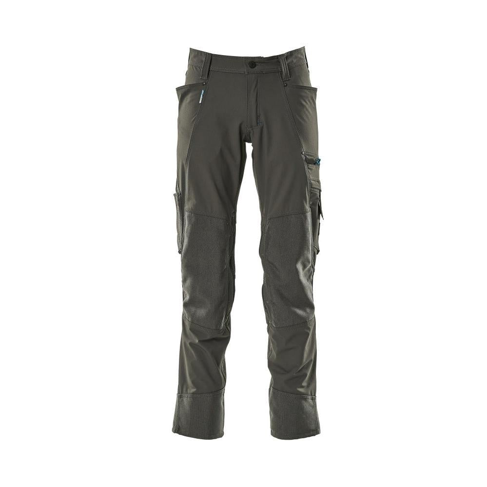 Pantaloni con tasche al ginocchio, elasticizzati, pantaloni chiari, antracite scuro