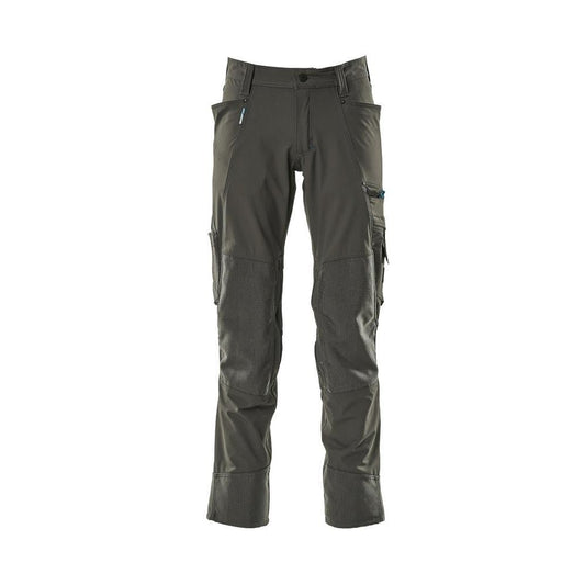 Pantaloni con tasche al ginocchio, elasticizzati, pantaloni chiari, antracite scuro
