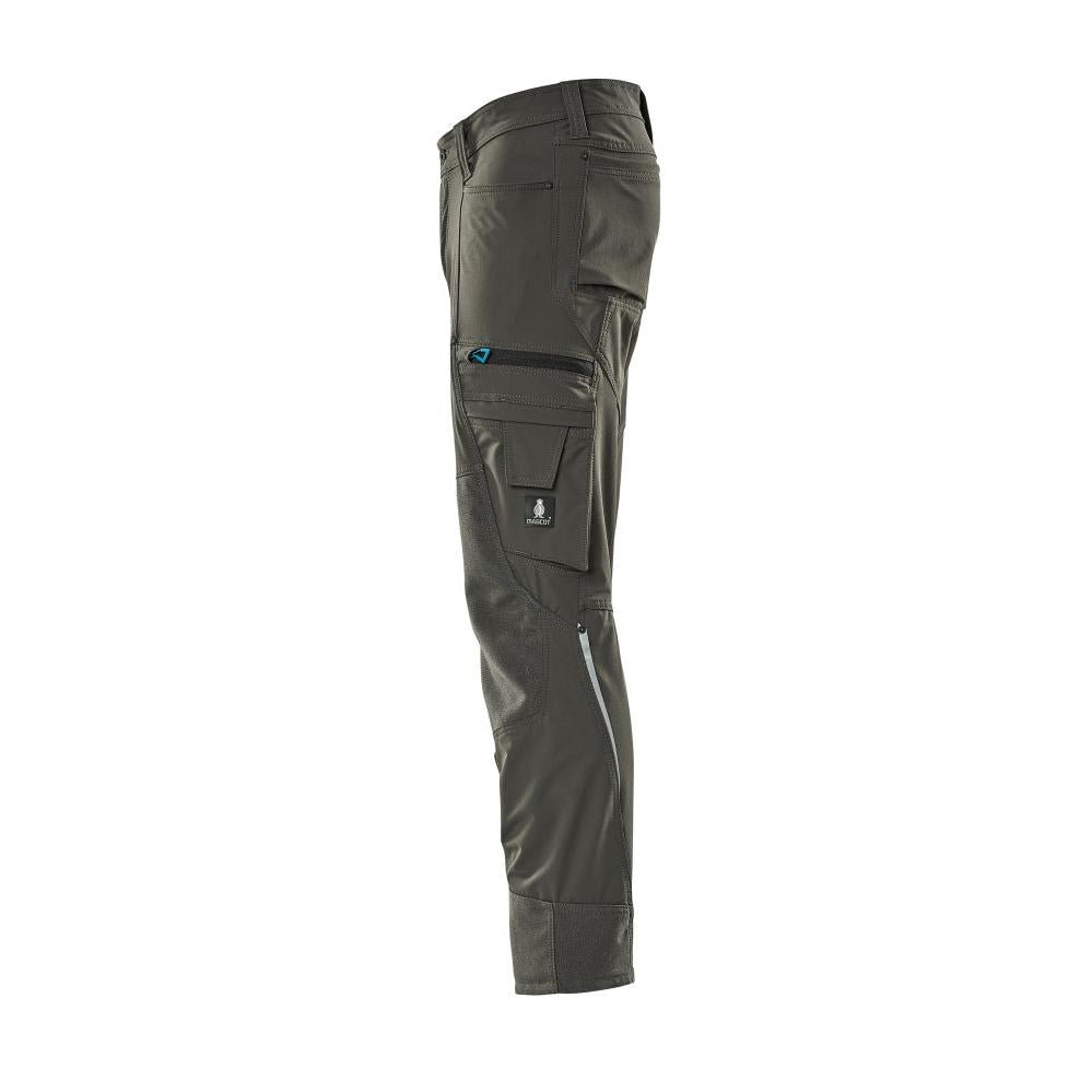 Pantaloni con tasche al ginocchio, elasticizzati, pantaloni chiari, antracite scuro