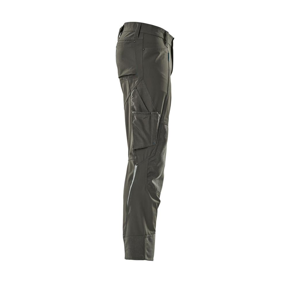 Pantaloni con tasche al ginocchio, elasticizzati, pantaloni chiari, antracite scuro