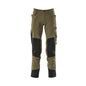 Pantaloni con tasche al ginocchio, elasticizzati, pantaloni leggeri, verde muschio