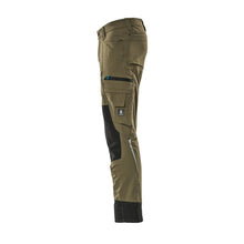 Pantaloni con tasche al ginocchio, elasticizzati, pantaloni leggeri, verde muschio