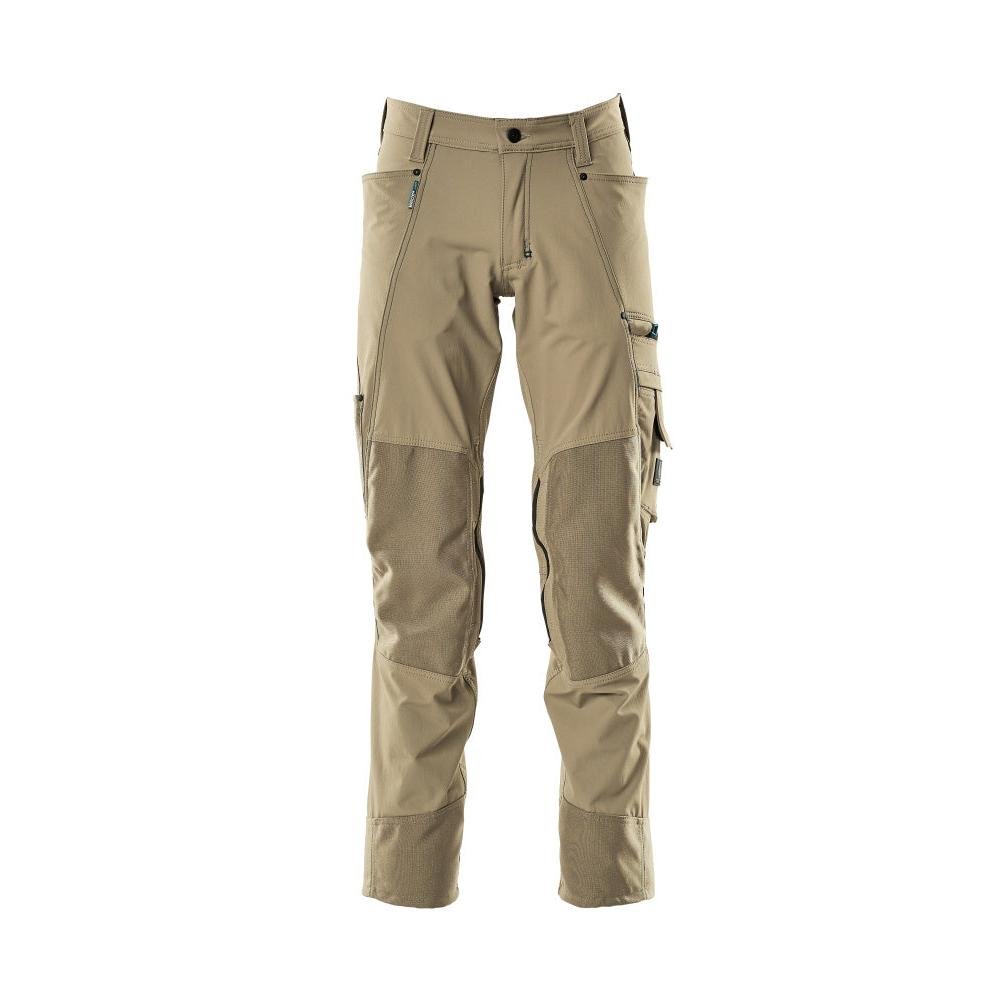 Pantaloni con tasche al ginocchio, elasticizzati, pantaloni leggeri, kaki chiaro