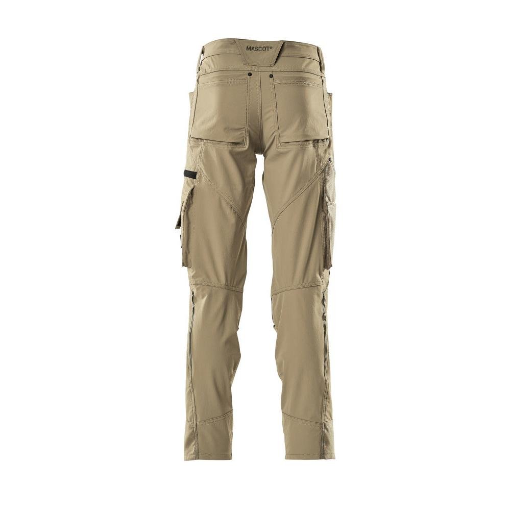 Pantaloni con tasche al ginocchio, elasticizzati, pantaloni leggeri, kaki chiaro