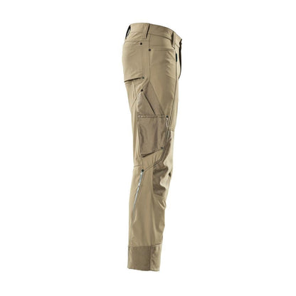 Pantaloni con tasche al ginocchio, elasticizzati, pantaloni leggeri, kaki chiaro