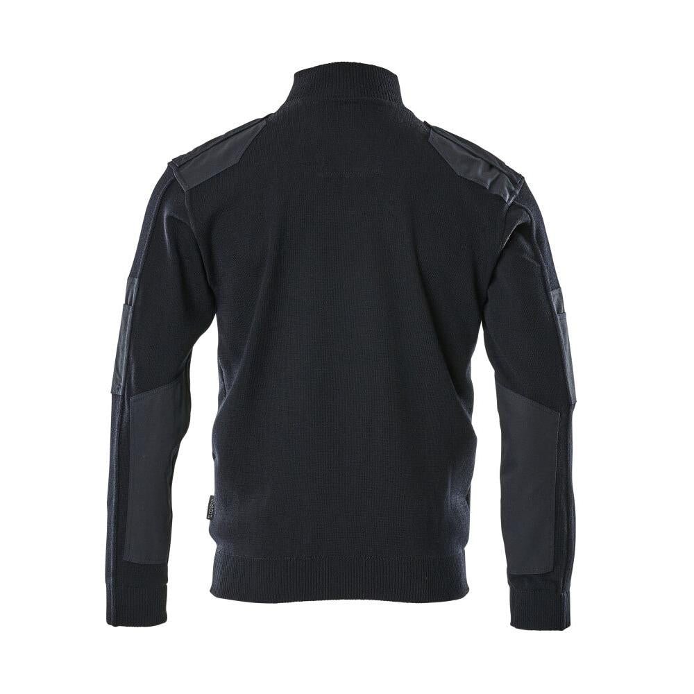 Maglione lavorato ai ferri con rinforzi, maglione lavorato ai ferri in lana