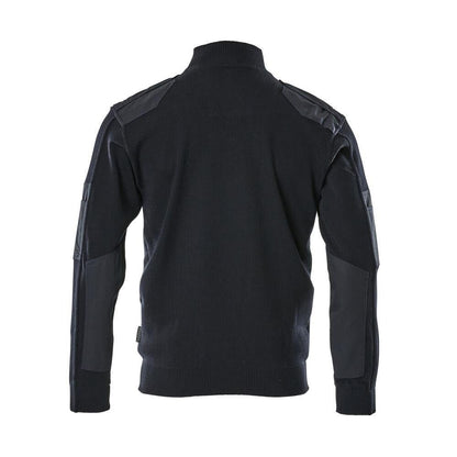 Maglione lavorato ai ferri con rinforzi, maglione lavorato ai ferri in lana