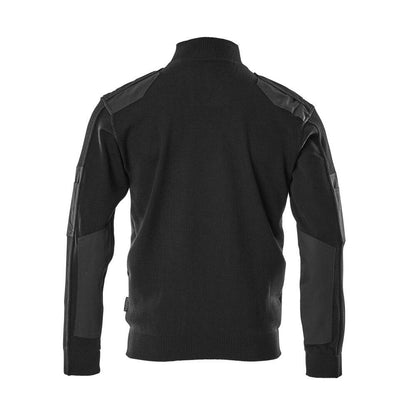 Maglione lavorato ai ferri con rinforzi, maglione lavorato ai ferri in lana
