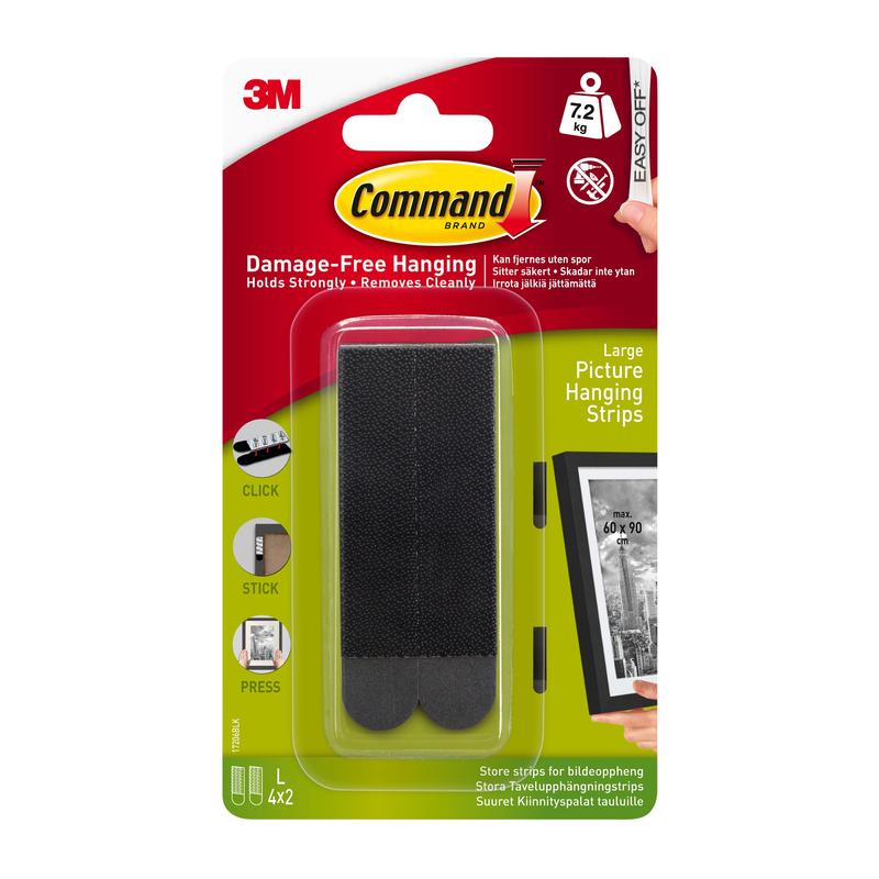 Strisce grandi per montaggio immagini Black Command™ 17206BLK | Borsa (1 pezzo)