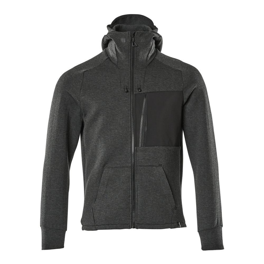 Felpa con cappuccio, felpa con cappuccio con zip, nero-mélange/nero
