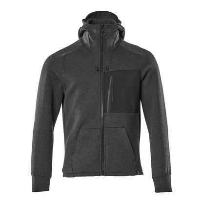 Felpa con cappuccio, felpa con cappuccio con zip, nero-mélange/nero