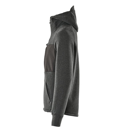Felpa con cappuccio, felpa con cappuccio con zip, nero-mélange/nero