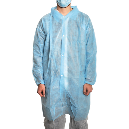 MaiMed-Coat V, cappotto da visitatore in pile con 4 bottoni a pressione, ca. 120 centimetri