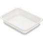 Die Duni GmbH Siegelschale Caterline Biokunststoff Weiß (227x178), eine weiße rechteckige Schale mit abgerundeten Kanten, bietet eine umweltfreundliche Lösung für Lebensmittelverpackungen oder allgemeinen Verpackungsbedarf.