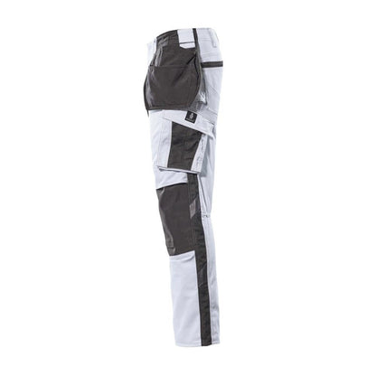 Pantalone con tasche appese, pantalone leggero, colore bianco/antracite scuro