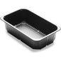 La ciotola per menù Duni GmbH 1-comp 1 Nero PP/MIN 260x158x70,7 è una ciotola rettangolare nera con struttura a coste e bordi svasati, ideale per confezioni gastronomiche. Raffigurata su sfondo bianco. Confezione: 376 pezzi.