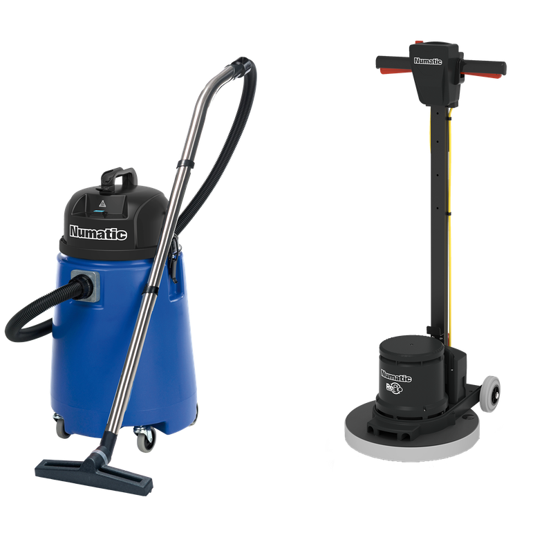 Monospazzola Numatic HFM1515R/ESM set 5B con aspiratore ad acqua WV800-2 e PadLoc Trei | Confezione (1 pezzo)