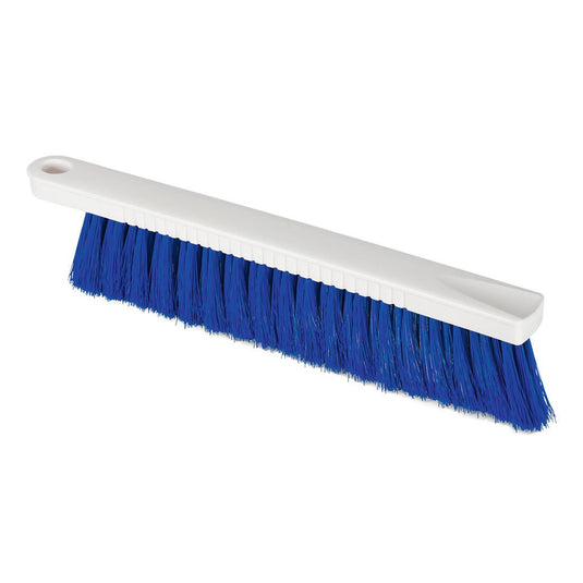 La spazzola per farina HACCP Nölle Profi Brush (30 cm, setole morbide da 0,25 mm) di Nölle Profi Brush Bürsten- & Pinseltechnik e.K. è un pennello manuale in plastica bianca con setole blu dense e un foro per appenderlo - ideale per l'industria alimentare.