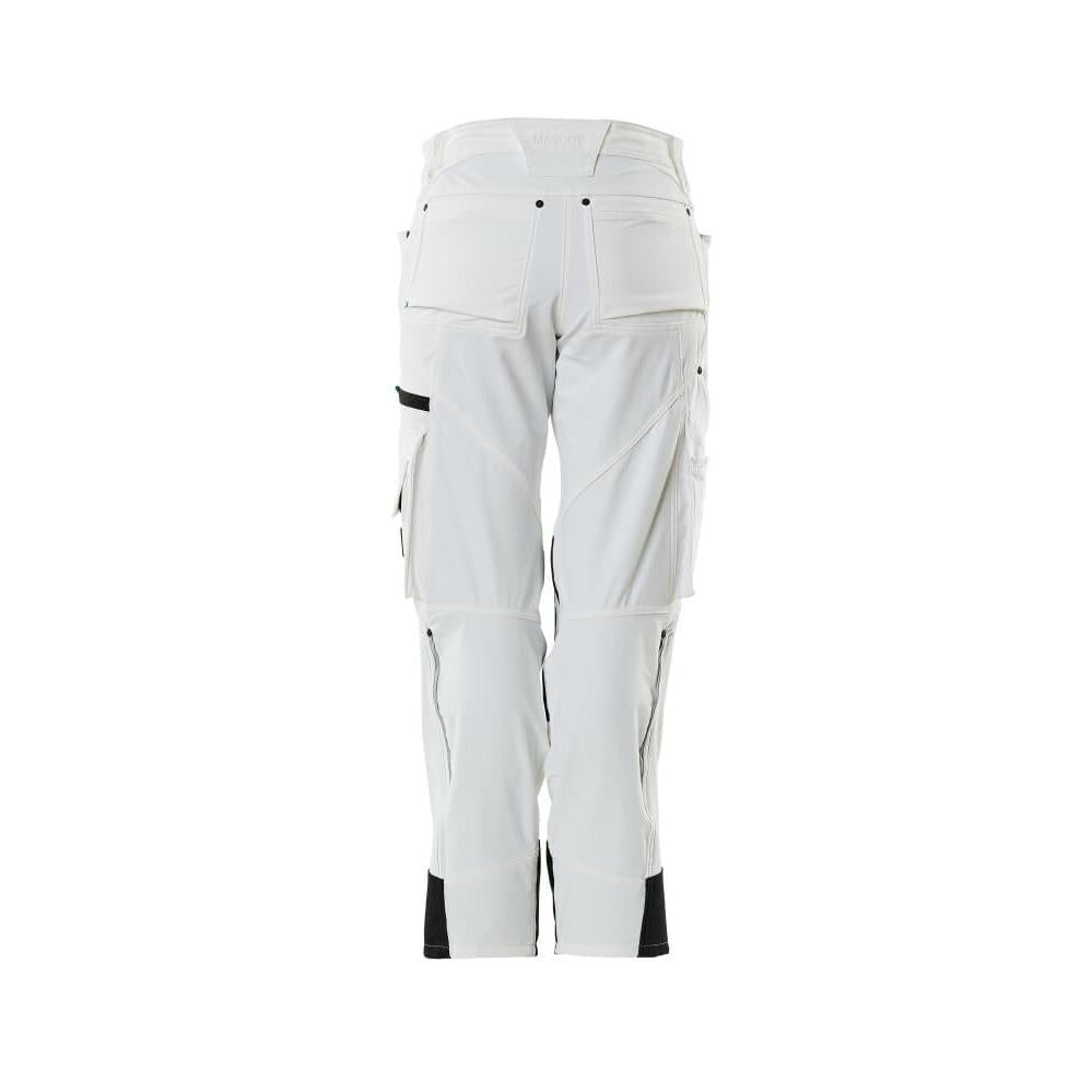 Pantaloni con tasche al ginocchio, donna, pantaloni a rombi, bianco