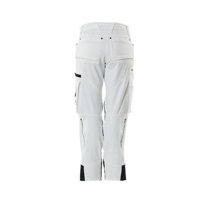 Pantaloni con tasche al ginocchio, donna, pantaloni a rombi, bianco