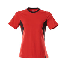 T-shirt, maglietta da donna, rosso traffico/nero