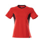 T-shirt, maglietta da donna, rosso traffico/nero