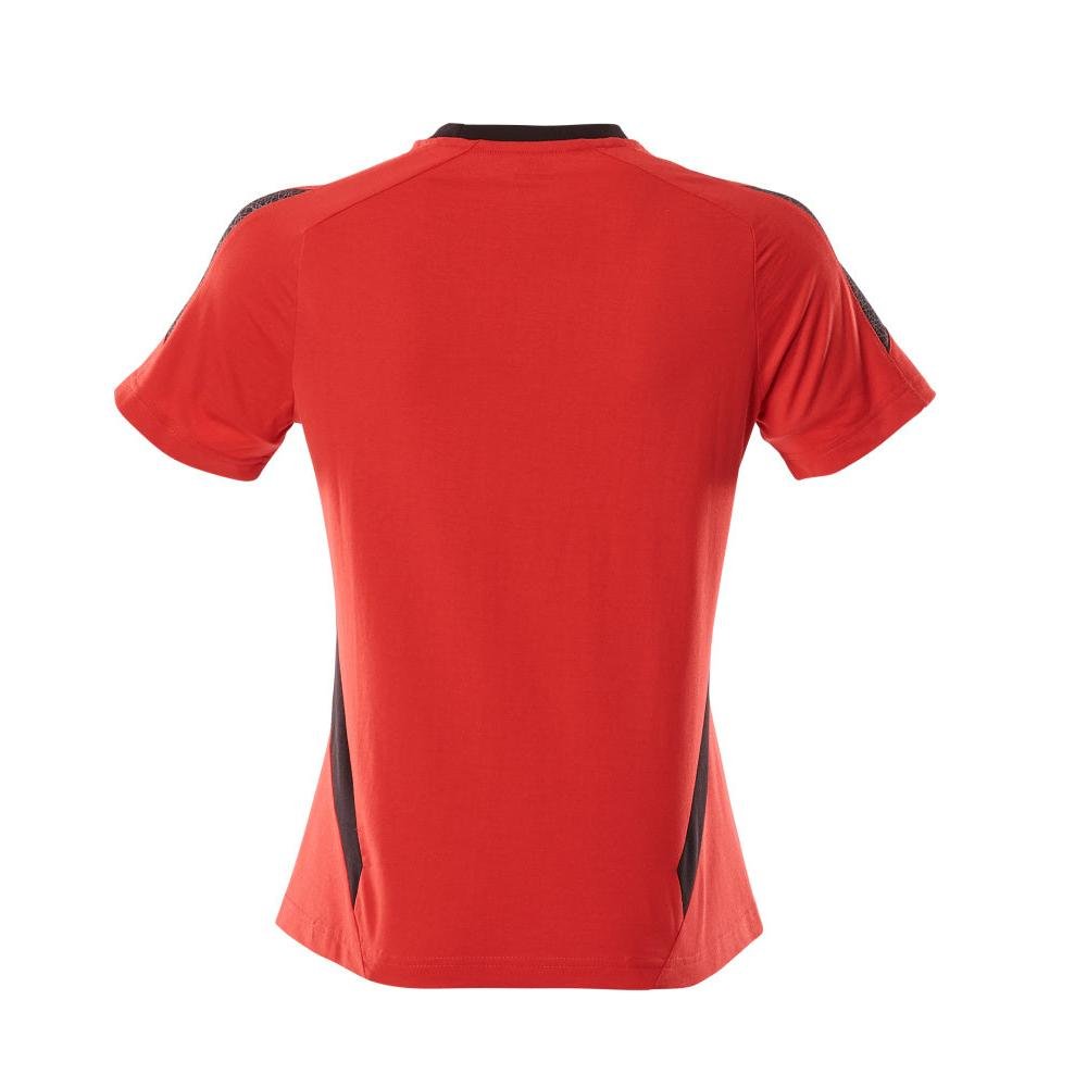 T-shirt, maglietta da donna, rosso traffico/nero