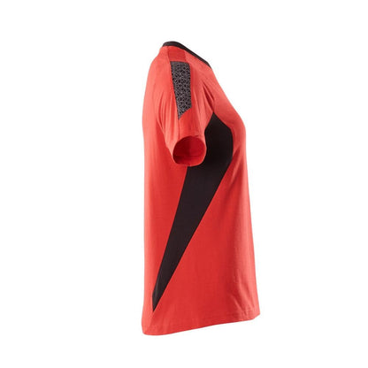 T-shirt, maglietta da donna, rosso traffico/nero